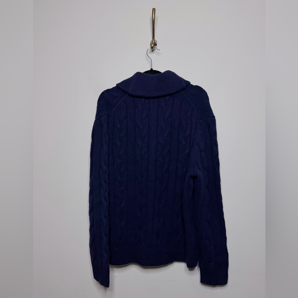 Polo Ralph Lauren Cable Knit Wool Cashmere Cardigan in Navy XL - Picture 4 of 5